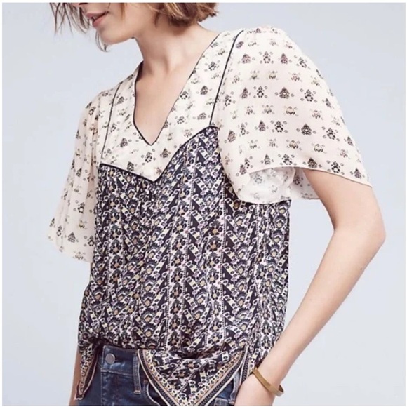 Anthropologie Tops - Anthropologie Pepin Printed Luca Blouse women’s size xs made in India bohemian